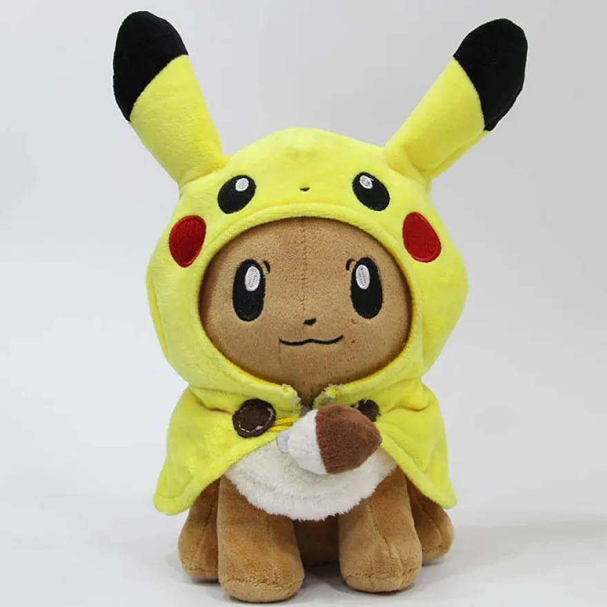 30cm Stofftier Puppe Eevee Cosplay Pikachu Pokemon Plüschtier Doll Gelb Braun