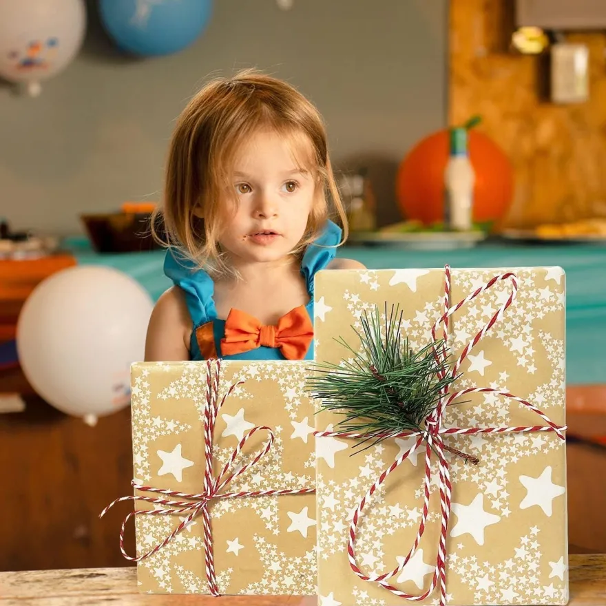 43cmx15m Geschenkpapier Rolle, Weihnachten Geburtstag Geschenkpapier, Stern