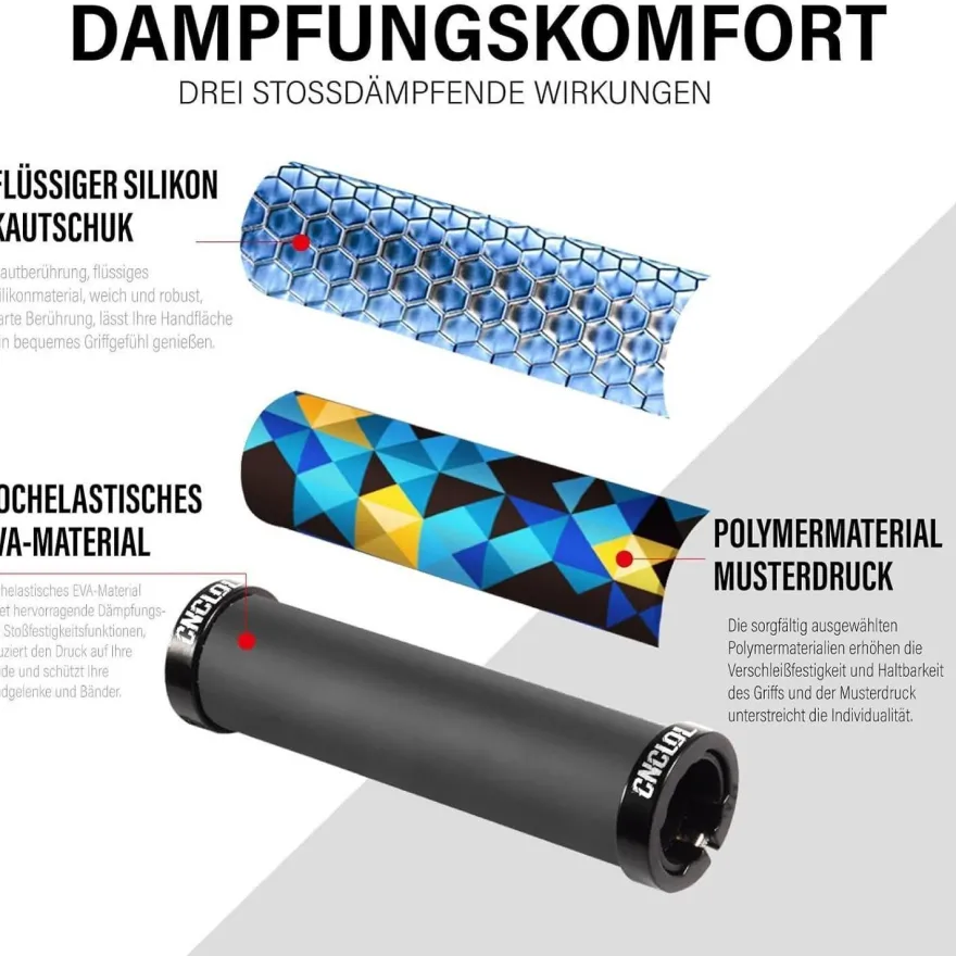 CNCLOL Fahrrad Lenkergriffe MTB 22mm Silikon Doppel Lock-On Design für