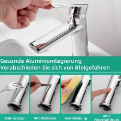 Cobbe Waschtischarmatur für Badezimmer, Wassersparen, Chrom, für Kalt- und