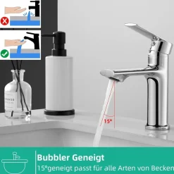 Cobbe Waschtischarmatur für Badezimmer, Wassersparen, Chrom, für Kalt- und