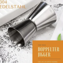 Cocktail Messbecher 2CL 4CL Doppelter Jigger Edelstahl Bar Zubehör