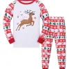Codkkre Kinder Weihnachts Schlafanzug Langarm Baumwolle Pyjama Set 2-12 Jahre