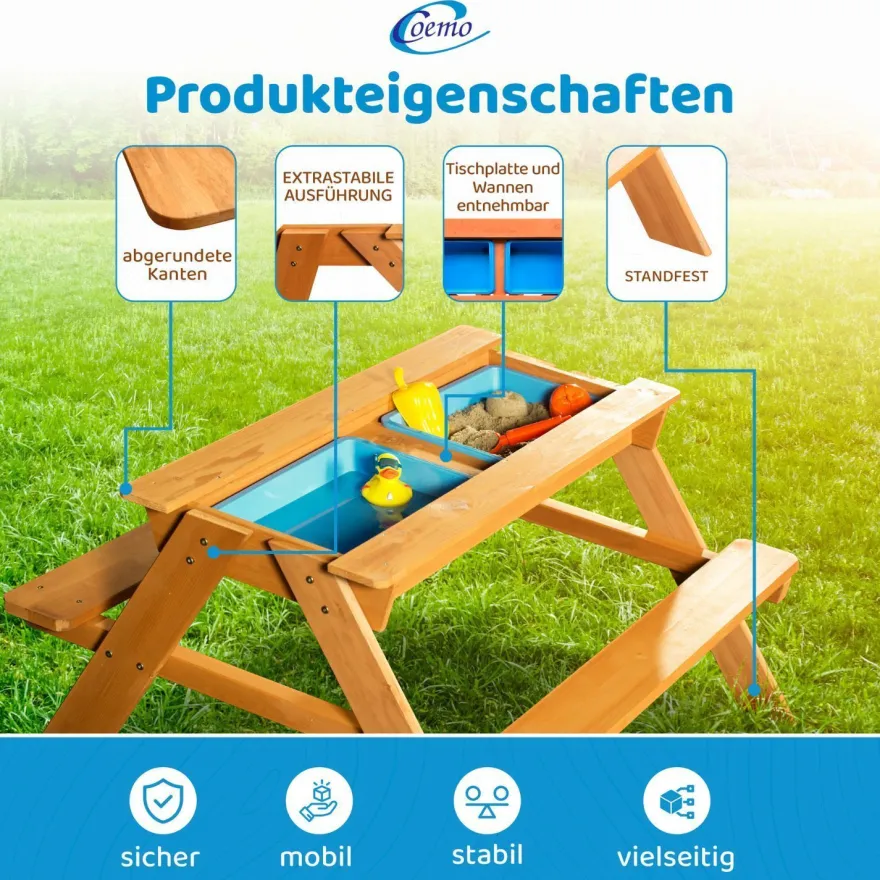 Coemo 2in1 Kindersitzgruppe und Sand-und Wasserspieltisch Kinder