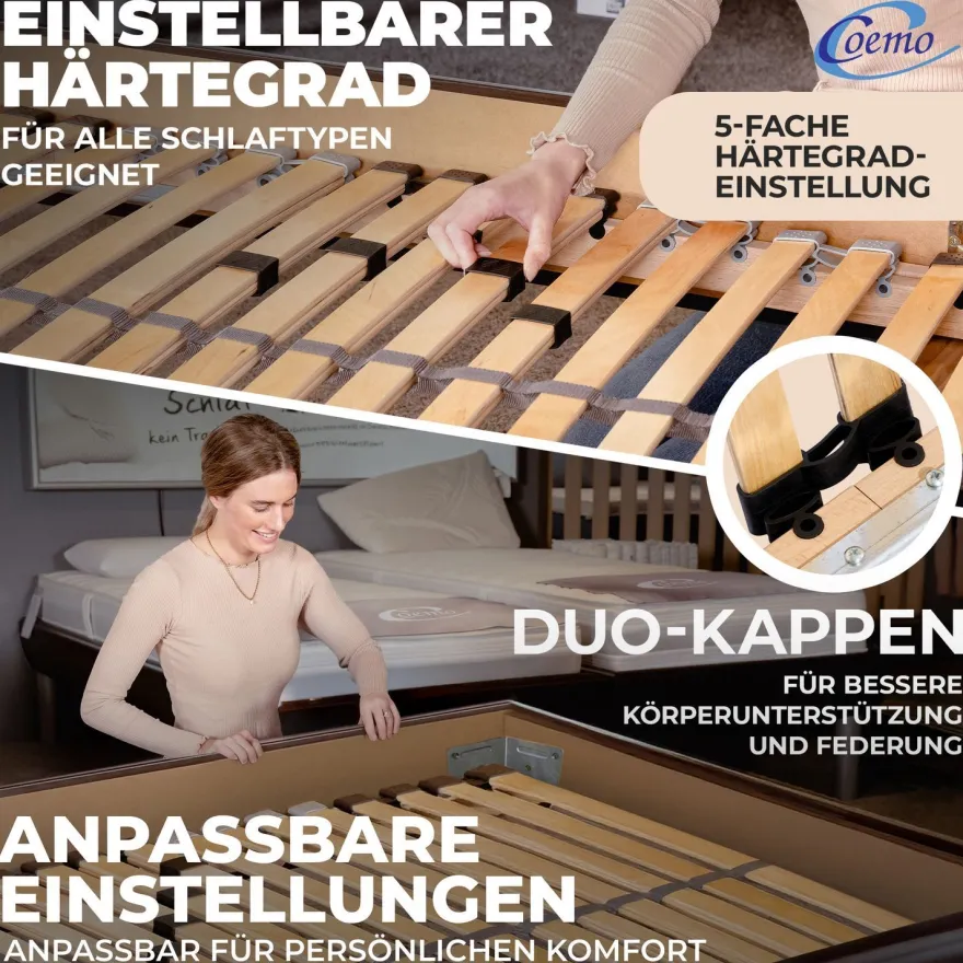 Coemo Lattenrost ERGO NV Starr mit 28 Leisten Mittelzonenverstellung, 7-Zonen