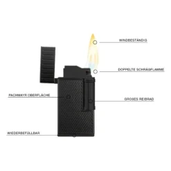 Colibri Julius II Feuerzeug 2er-Softflamme - schwarz, unbefüllt