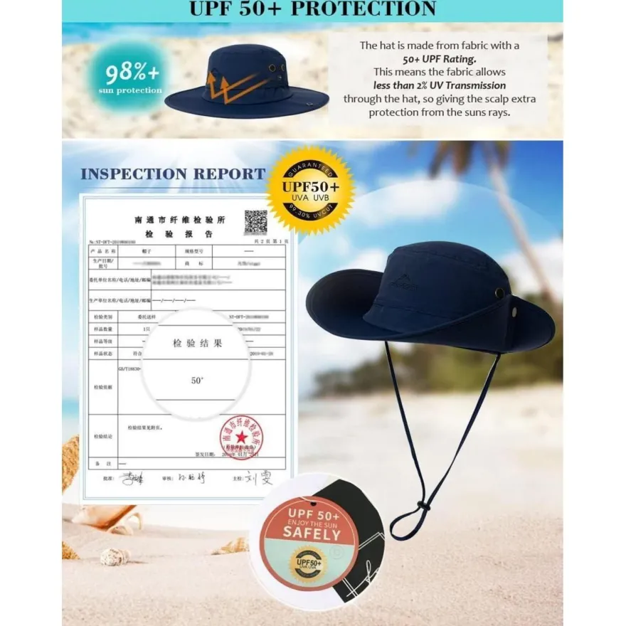 Comhats UPF 50+ Sonnenhut mit breiter Krempe, wasserdicht, windfest, ideal für