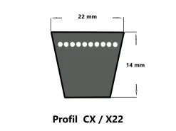 Continental Conti®VX CX59 - 22 x 1558 Ld, Keilriemen, flankenoffen formgezahnt