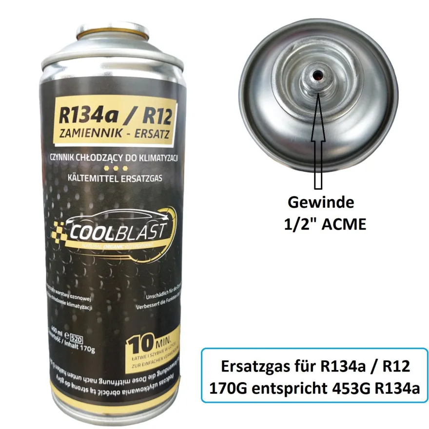 Coolblast Kältemittel Set R134A Ersatzgas für Autos von 1995 bis 2016 Befüllschlauch