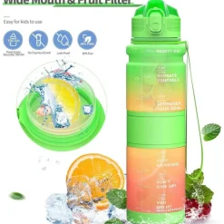 Coolfel Trinkflasche Kinder 500ml/1l, Auslaufsicher, BPA Frei, Motivierend mit
