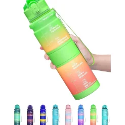 Coolfel Trinkflasche Kinder 500ml/1l, Auslaufsicher, BPA Frei, Motivierend mit