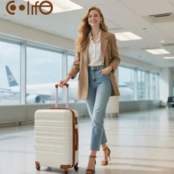 Coolife Hartschalen-Koffer Trolley mit TSA-Schloss, 4 Rollen, Großer Koffer