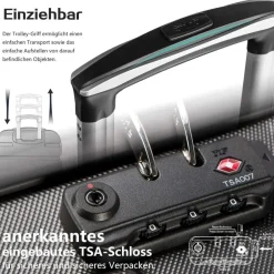 Coolife Hartschalen-Koffer Trolley Rollkoffer TSA-Schloss 4 Rollen Weiß/Braun
