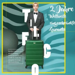 Coolife Hartschalen-Koffer Trolley Rollkoffer TSA-Schloss 4 Rollen Weiß/Braun