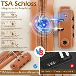 Coolife Koffer-Set 6tlg ABS Hartschale Reisekoffer 4 Rollen TSA Gelb/Schwarz