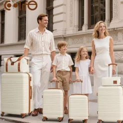 Coolife Koffer-Set 6tlg ABS Hartschale Reisekoffer 4 Rollen TSA Gelb/Schwarz
