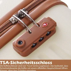 Coolife Koffer Trolley ABS Hartschale 4 Rollen TSA-Schloss 3tlg Grau/Rosa