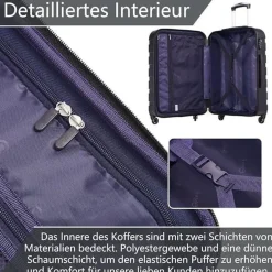 Coolife Premium Hartschalenkoffer 4 Rollen Handgepäck TSA-Schloss Schwarz