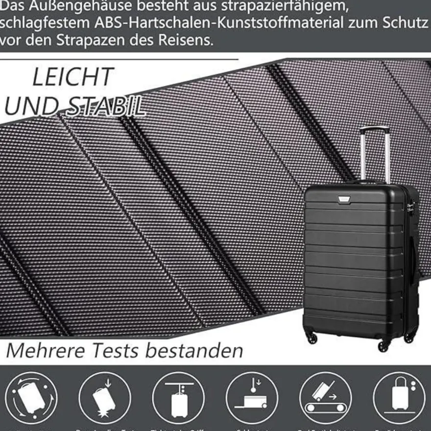 Coolife Premium Hartschalenkoffer 4 Rollen Handgepäck TSA-Schloss Schwarz
