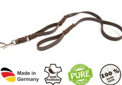 CopcoPet - Lederleine Fettlederleine Hundeleine mit zwei Handgriffen