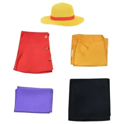 Cosplay One Piece Wano Country Luffy Kostume Hut Mantel Halloween Karneval Anzug