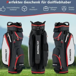 Costway Golftasche, Golfreisetasche Cartbag mit Regenhaube und Getränkekühltasche