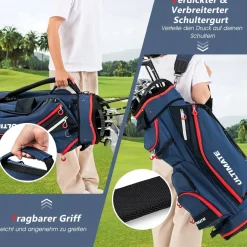 Costway Golftasche, Golfreisetasche Cartbag mit Regenhaube und Getränkekühltasche