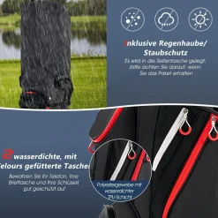 Costway Golftasche, Golfreisetasche Cartbag mit Regenhaube und Getränkekühltasche