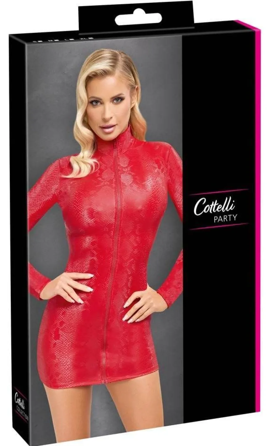 Cottelli PARTY Enges Extrakurzes Kleid - Rote Snakeskin