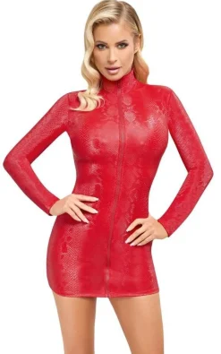 Cottelli PARTY Enges Extrakurzes Kleid - Rote Snakeskin