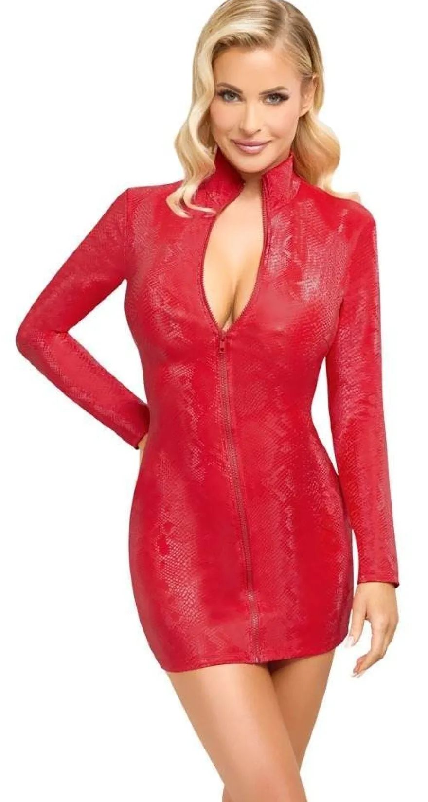 Cottelli PARTY Enges Extrakurzes Kleid - Rote Snakeskin