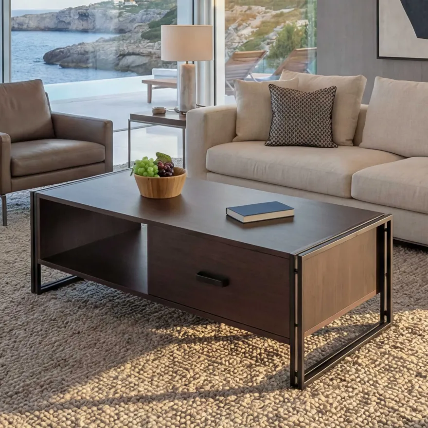 Couchtisch HWC-A27, Beistelltisch Wohnzimmertisch, 41x120x60cm 3D-Struktur