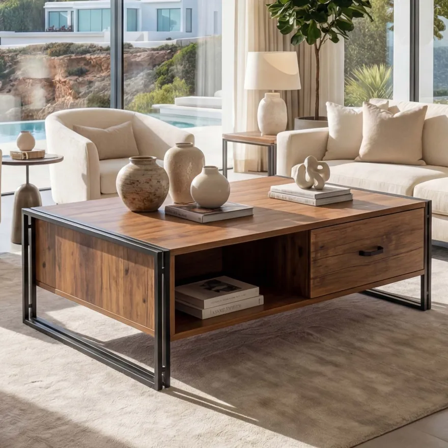 Couchtisch HWC-A27, Beistelltisch Wohnzimmertisch, 41x120x60cm 3D-Struktur
