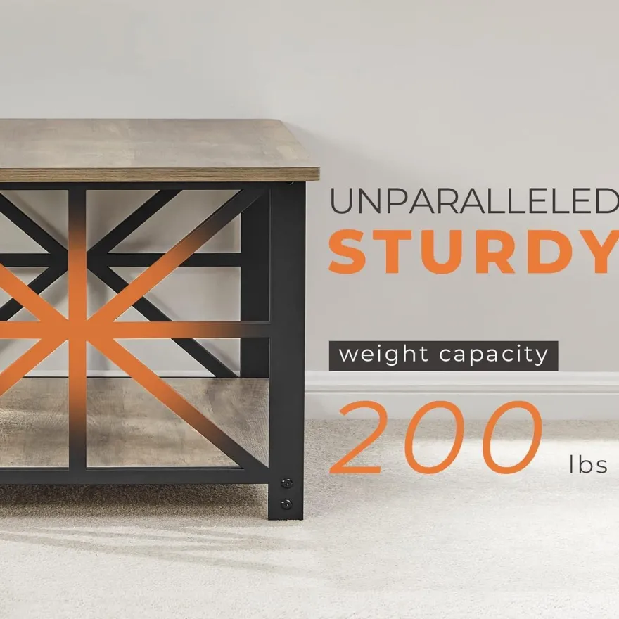 Couchtisch Runde Ecke 100cm Holz Metall Regal Sandeiche Rustikales Design