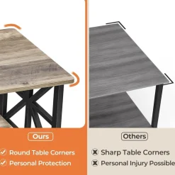 Couchtisch Runde Ecke 100cm Holz Metall Regal Sandeiche Rustikales Design