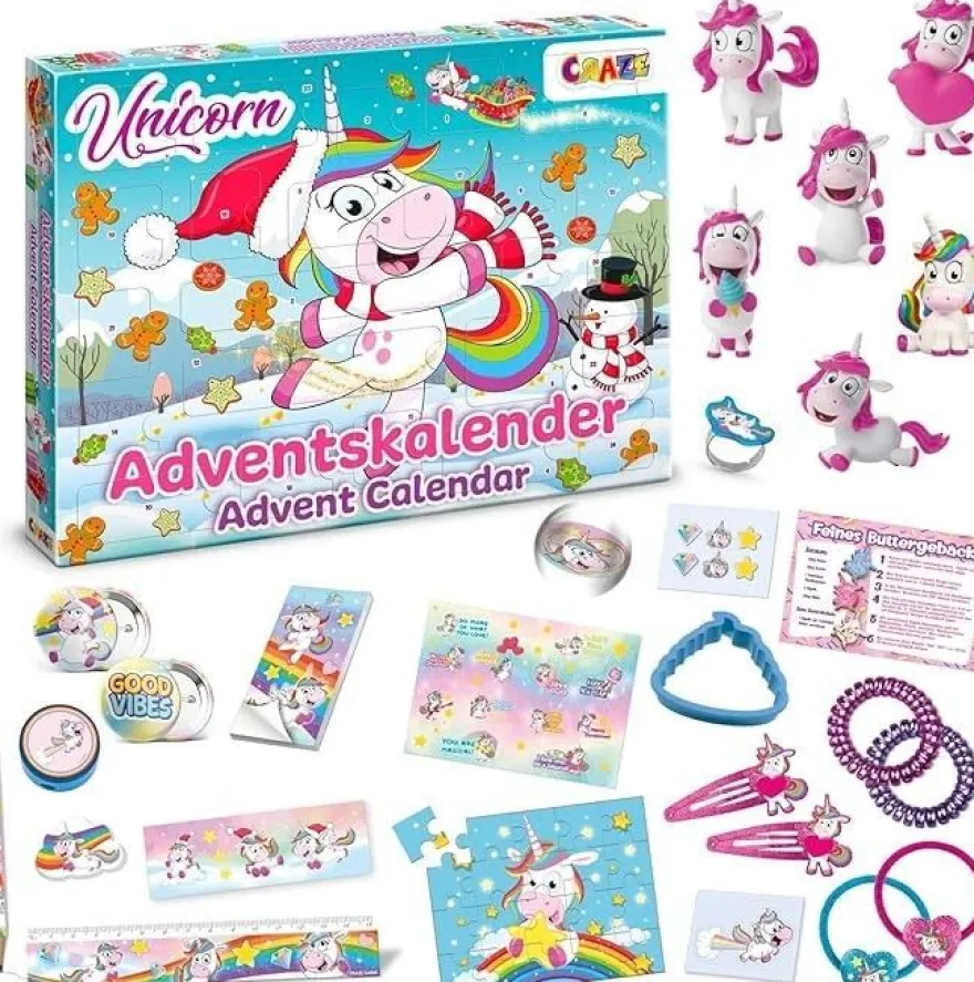 CRAZE 33388 Adventskalender Unicorn Einhorn Weihnachtskalender 2021 Spielzeug