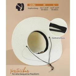 Creekstone Damen Strohhut mit breiter Krempe, UPF 50+ UV-Schutz, faltbar