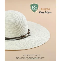 Creekstone Damen Strohhut mit breiter Krempe, UPF 50+ UV-Schutz, faltbar