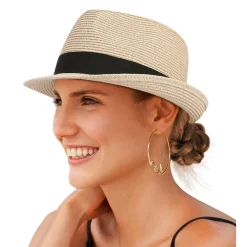 Creekstone Fedora Sonnenhut für Damen und Herren, faltbarer Papierstroh