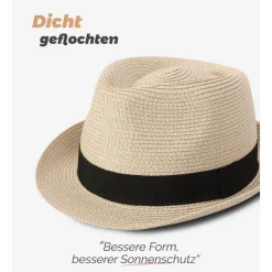Creekstone Fedora Sonnenhut für Damen und Herren, faltbarer Papierstroh