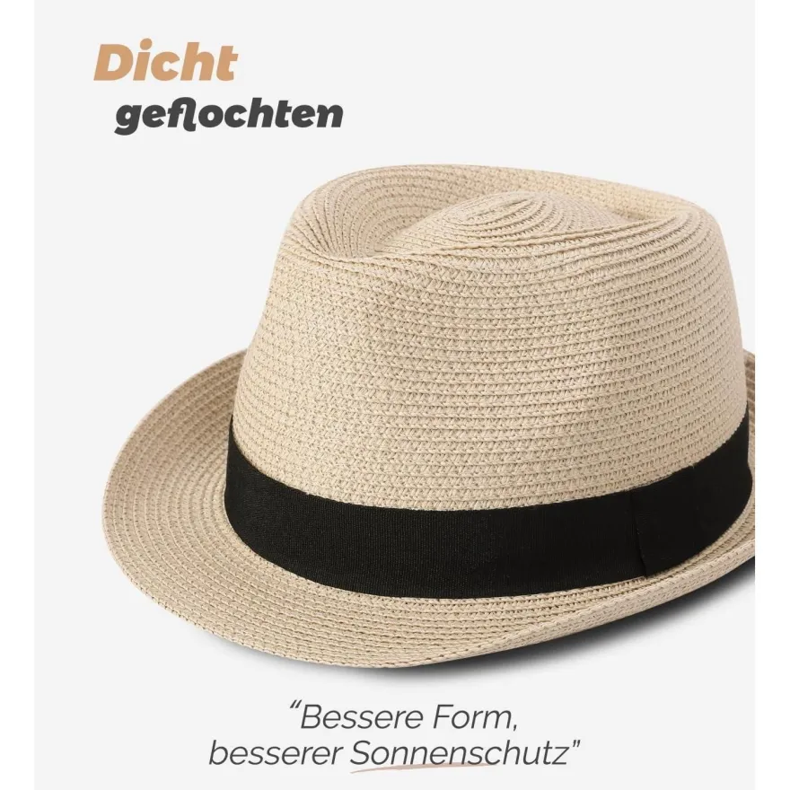 Creekstone Fedora Sonnenhut für Damen und Herren, faltbarer Papierstroh