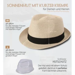 Creekstone Fedora Sonnenhut für Damen und Herren, faltbarer Papierstroh
