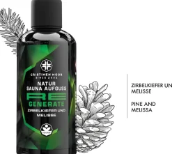 CristinenMoor Natürlicher Saunaaufguss Zirbelkiefer und Melisse | Re Generate |100 ml