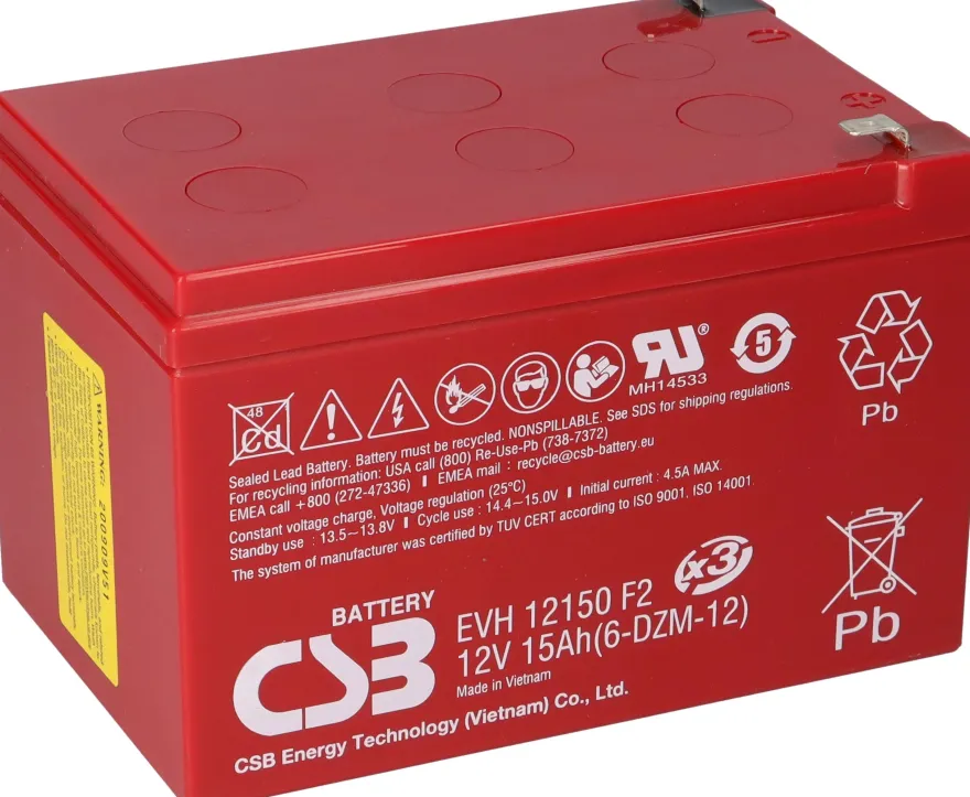 CSB EVH12150 High-Cycle AGM Bleiakku 12V 15Ah T2 / Faston 6,3 mm