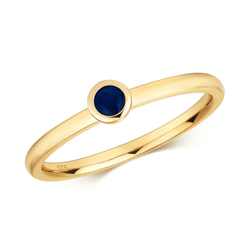 9 ct/Karat Gelb Gold Damen - Ring mit Saphir
