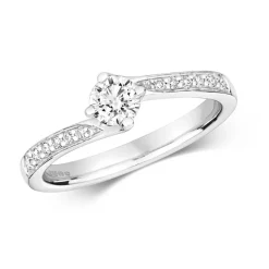18 ct/Karat Weißgold Diamant Damenring Brillant-Schliff 0.47 Karat GH - SI2