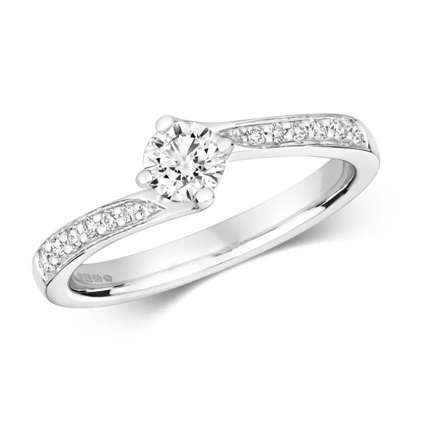 18 ct/Karat Weißgold Diamant Damenring Brillant-Schliff 0.47 Karat GH - SI2