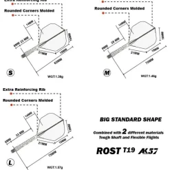 Cuesoul ROST T19 integrierter Dartschaft & Flight, Lila/Eis, Größe L, 75mm