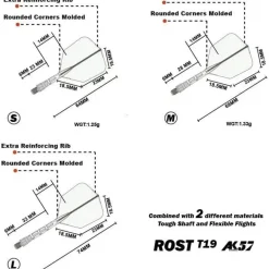 Cuesoul ROST T19 Integrierter Dartschaft und Flights, Big Wing Shape, 3er-Set