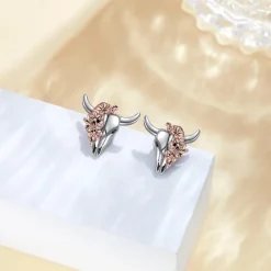Cupenda Wolf/Dinosaurier Ohrringe Sterling Silber Heulender Wolfskopf mit